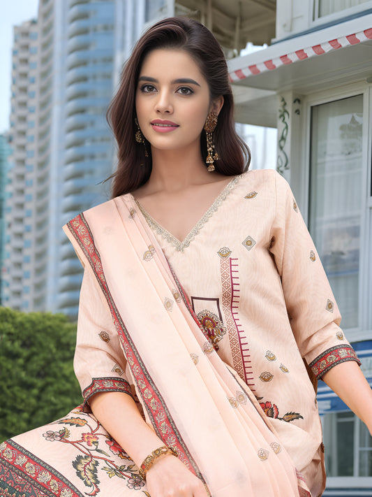 Charmie Charmie02a - Premium Printed Ready To Wear Salwar Suit (Off White)