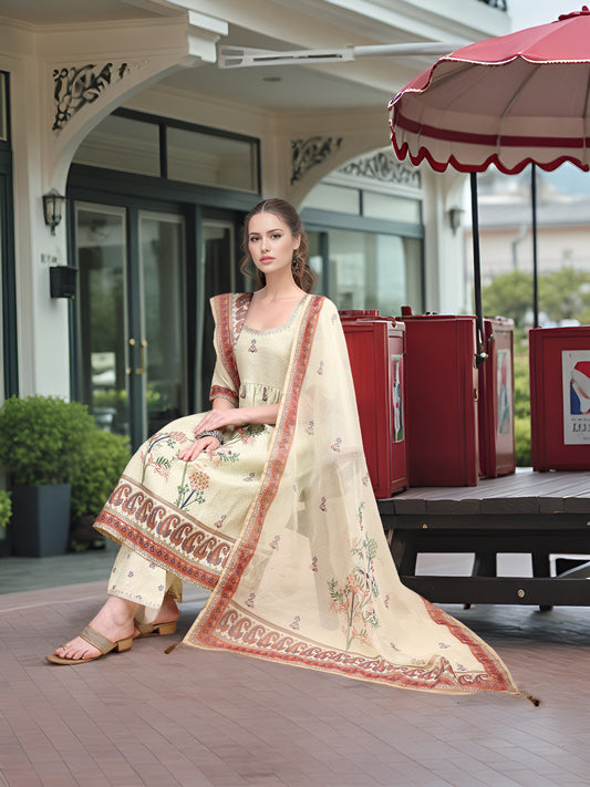 Charmie Charmie05a - Premium Printed Ready To Wear Salwar Suit (Pista)