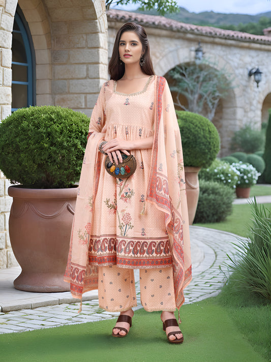 Charmie Charmie05b - Premium Printed Ready To Wear Salwar Suit (Off White)