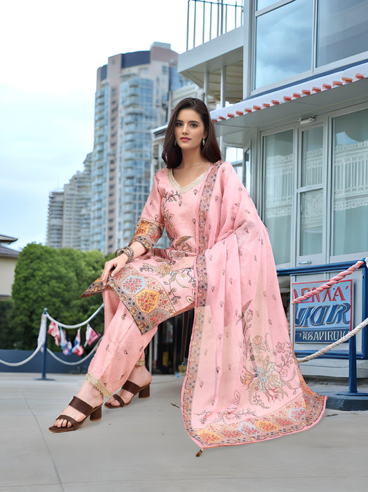 Charmie Charmie07b - Premium Printed Ready To Wear Salwar Suit (Pink)