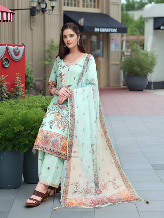 Charmie Charmie07c - Premium Printed Ready To Wear Salwar Suit (Sky Blue)