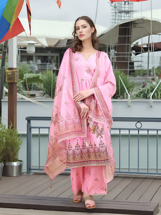 Charmie Charmie08a - Premium Printed Ready To Wear Salwar Suit (Pink)