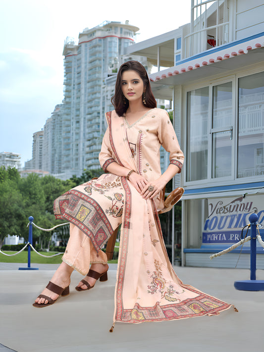 Charmie Charmie02a - Premium Printed Ready To Wear Salwar Suit (Off White)