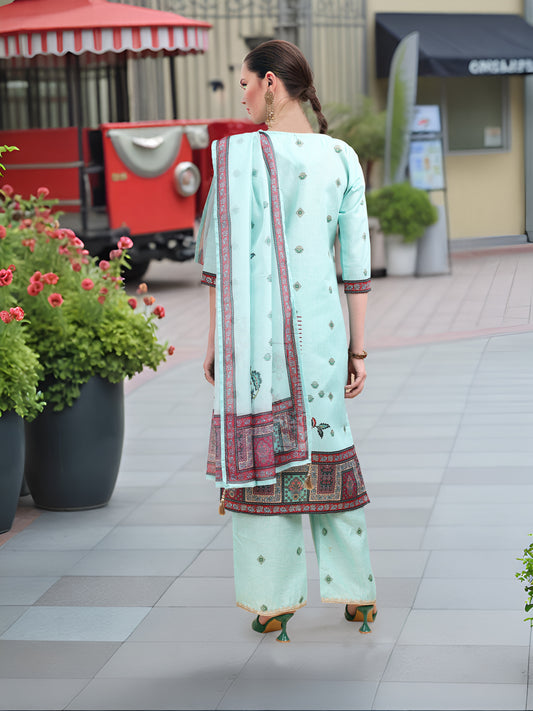 Charmie Charmie02b - Premium Printed Ready To Wear Salwar Suit (Sky Blue)