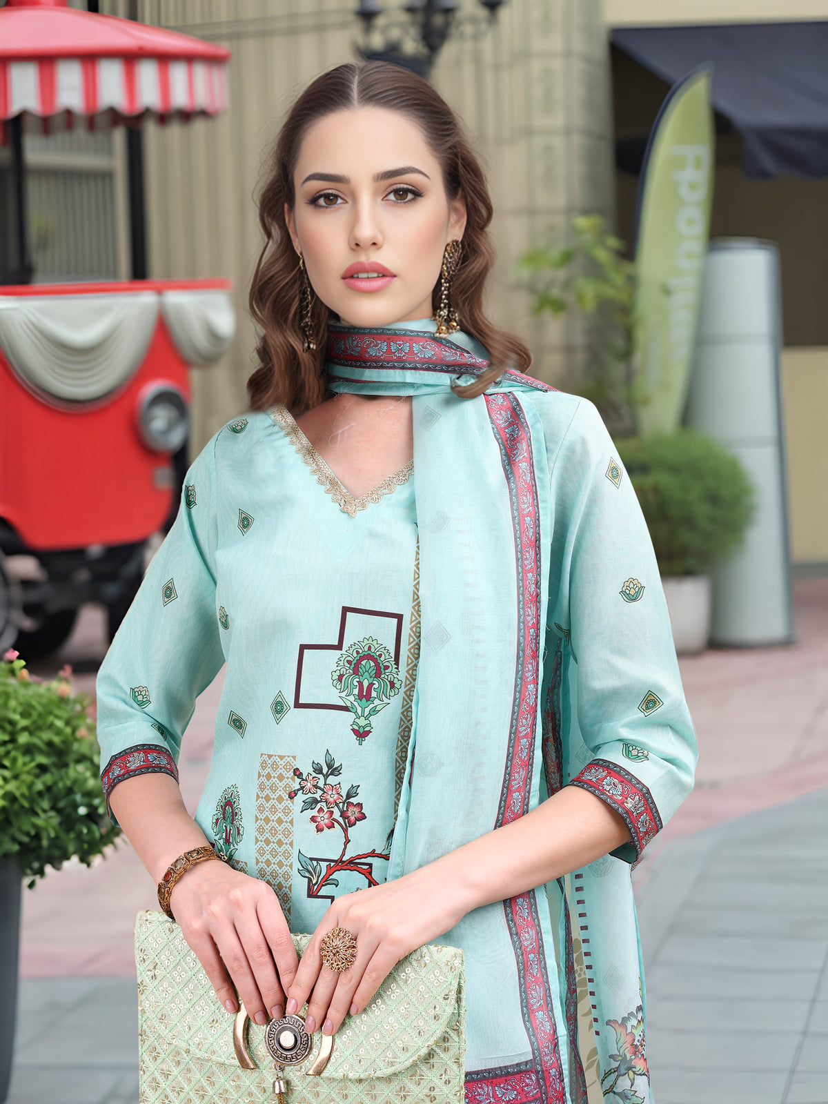 Charmie Charmie02b - Premium Printed Ready To Wear Salwar Suit (Sky Blue)