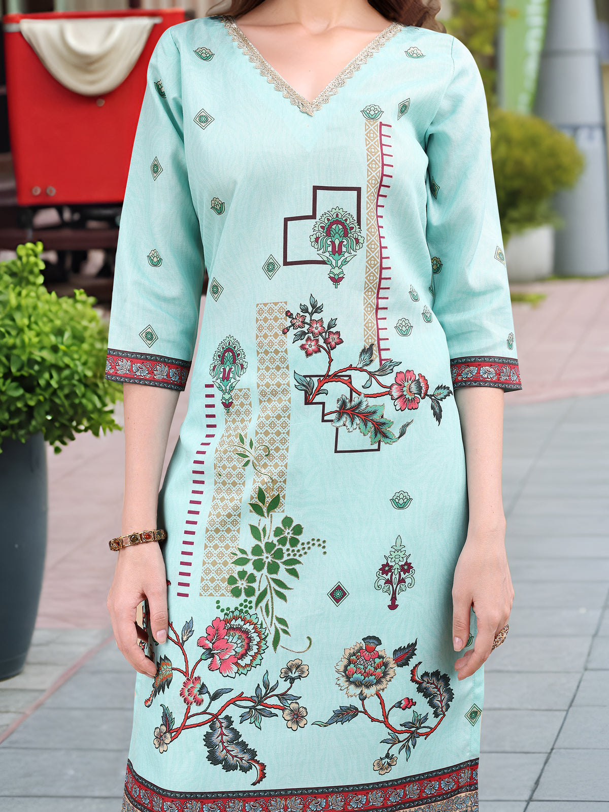 Charmie Charmie02b - Premium Printed Ready To Wear Salwar Suit (Sky Blue)