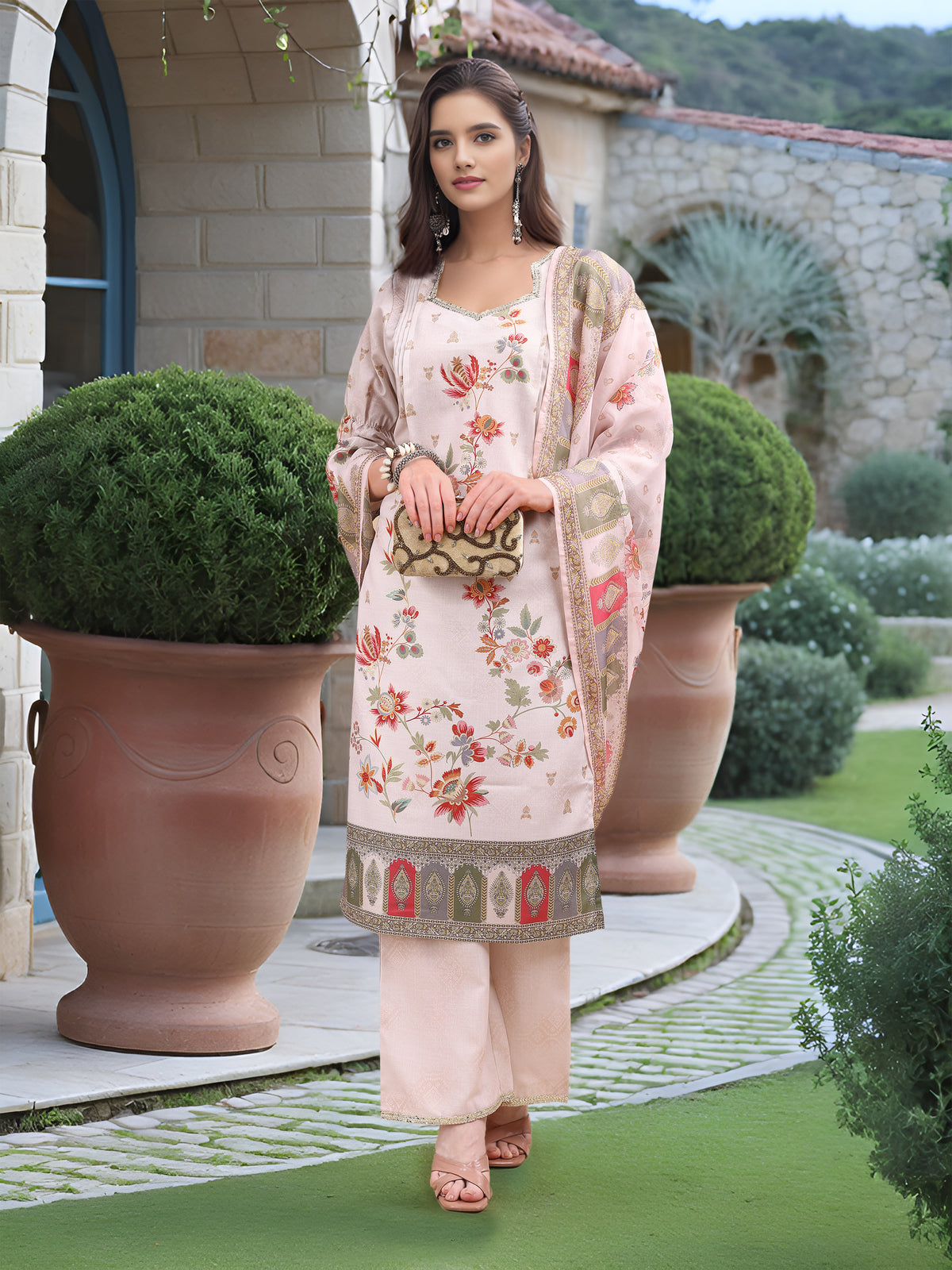 Charmie Charmie03b - Premium Printed Ready To Wear Salwar Suit (Off White)