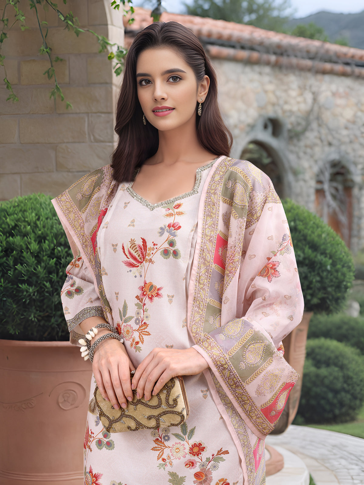 Charmie Charmie03b - Premium Printed Ready To Wear Salwar Suit (Off White)