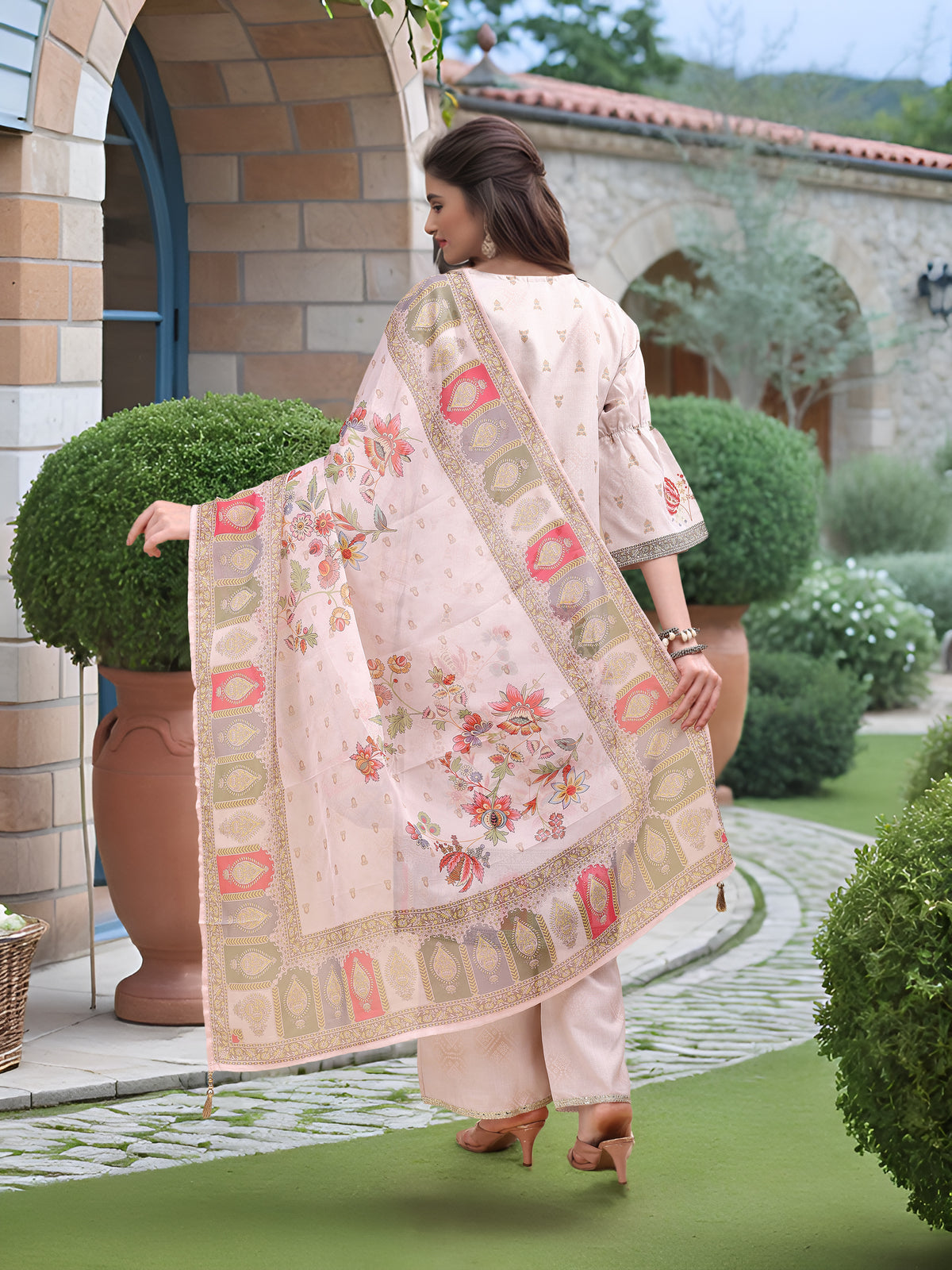 Charmie Charmie03b - Premium Printed Ready To Wear Salwar Suit (Off White)