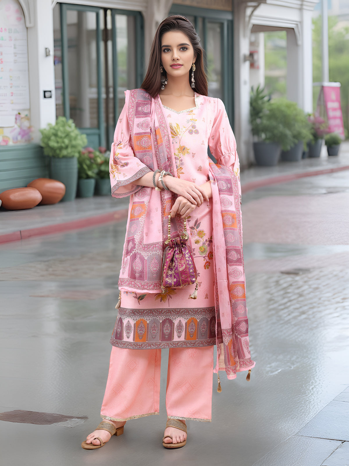 Charmie Charmie03c - Premium Printed Ready To Wear Salwar Suit (Pink)