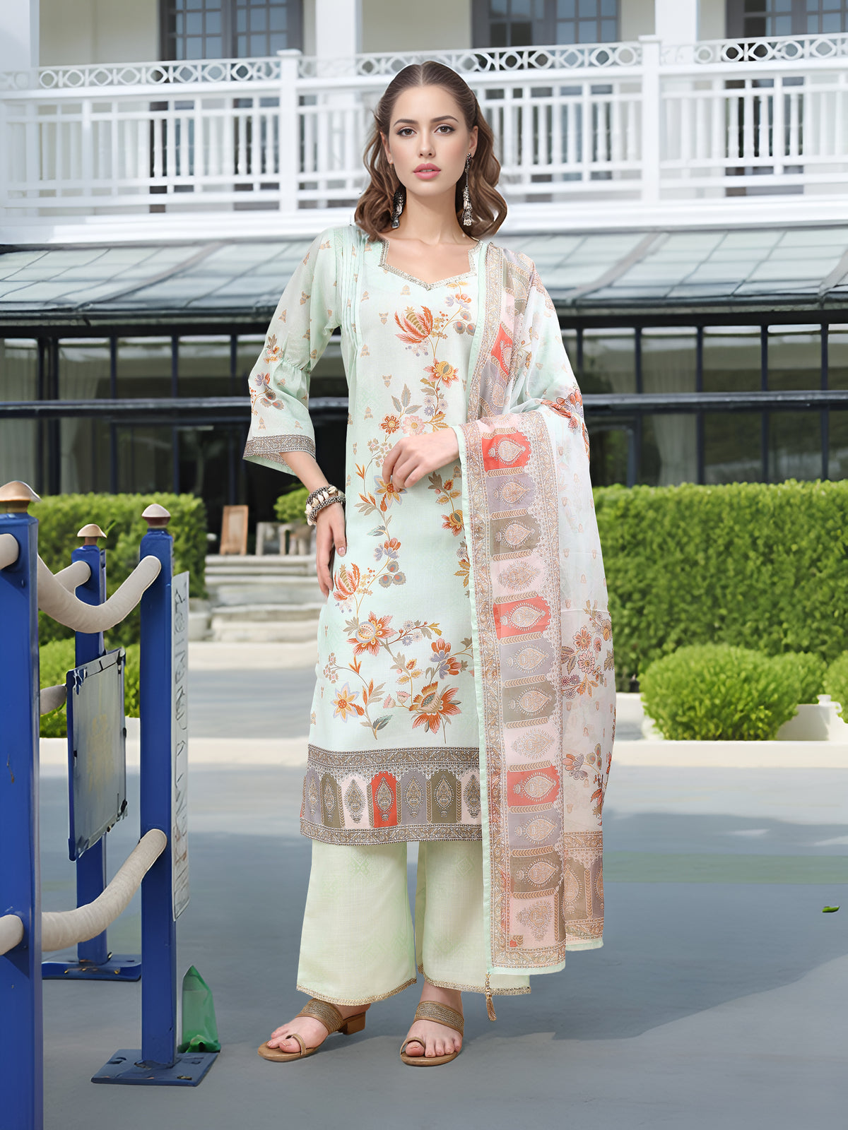 Charmie Charmie03d - Premium Printed Ready To Wear Salwar Suit (Pista)