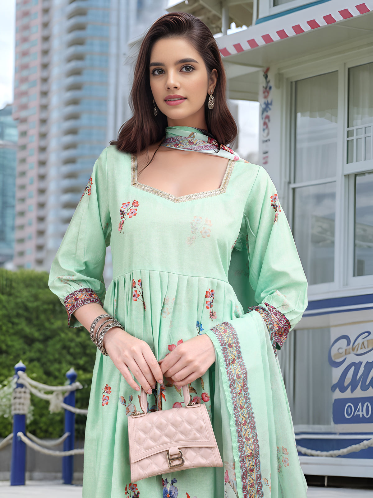 Charmie Charmie04c - Premium Printed Ready To Wear Salwar Suit (Green)