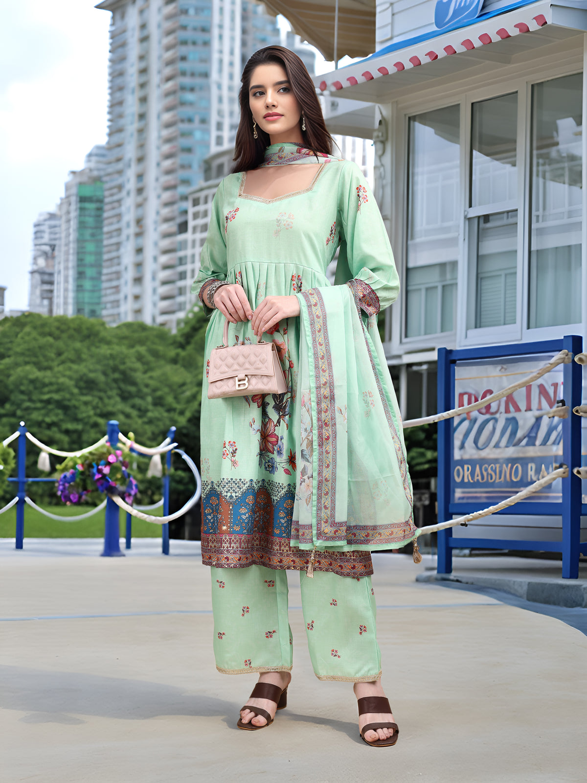 Charmie Charmie04c - Premium Printed Ready To Wear Salwar Suit (Green)