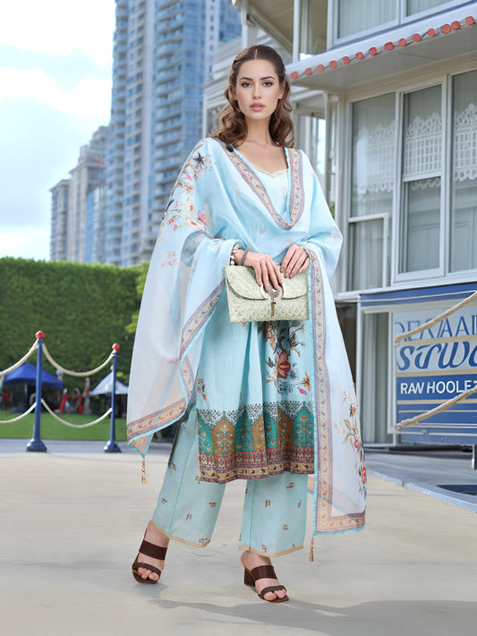 Charmie Charmie04d - Premium Printed Ready To Wear Salwar Suit (Sky Blue)