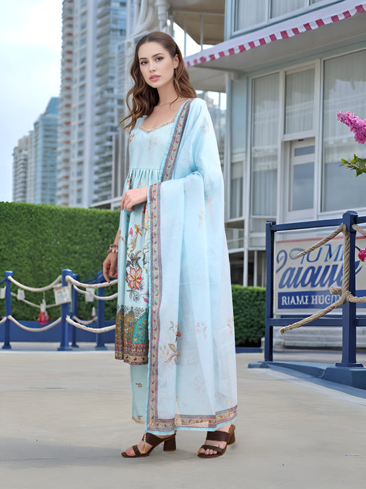 Charmie Charmie04d - Premium Printed Ready To Wear Salwar Suit (Sky Blue)