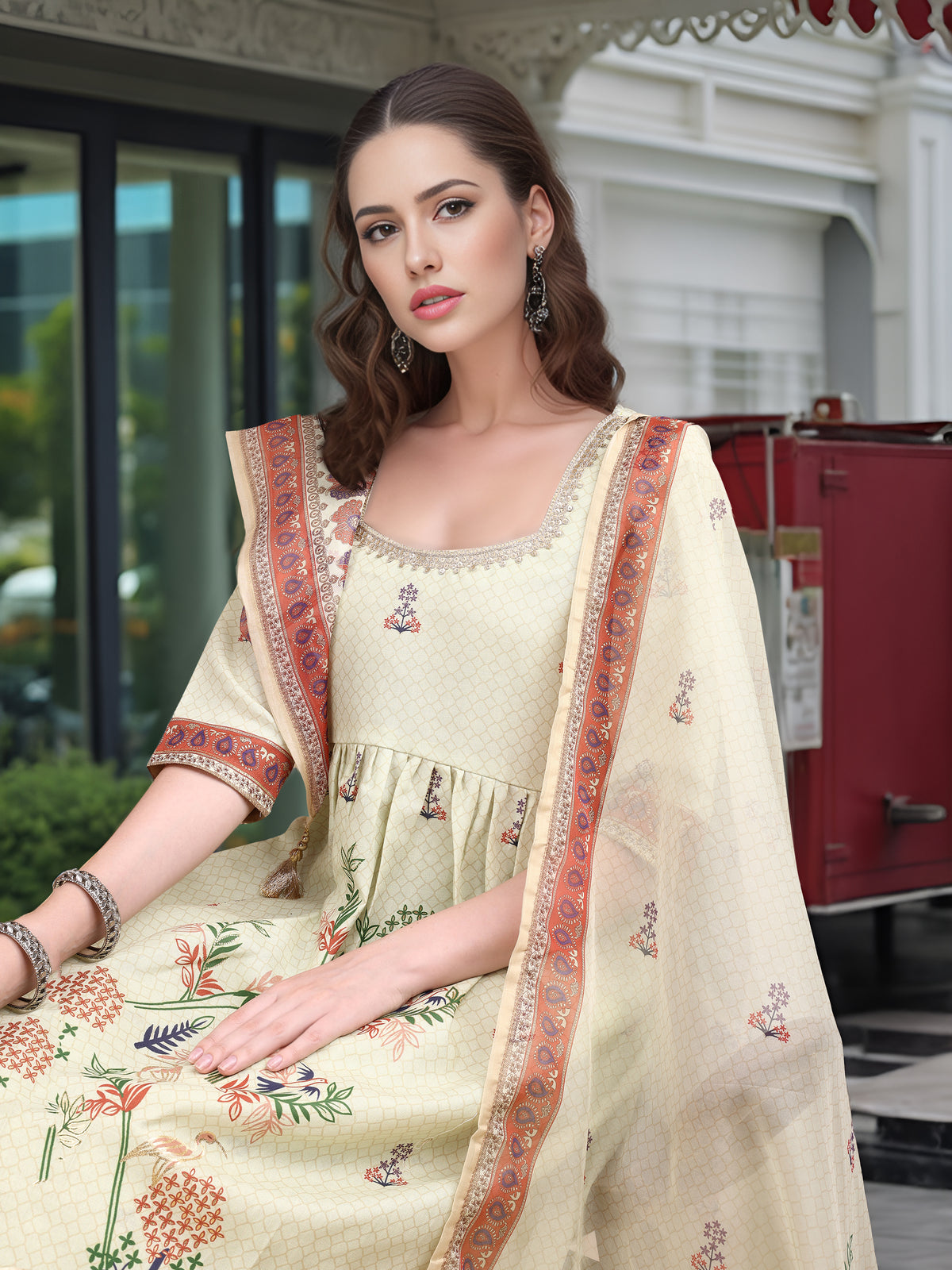 Charmie Charmie05a - Premium Printed Ready To Wear Salwar Suit (Pista)