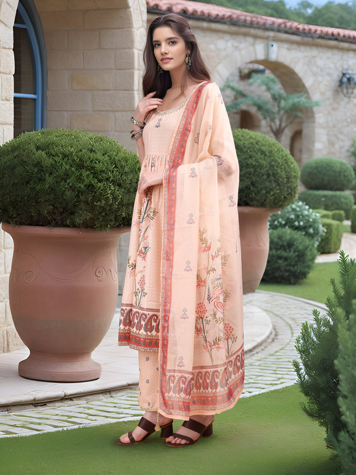 Charmie Charmie05b - Premium Printed Ready To Wear Salwar Suit (Off White)