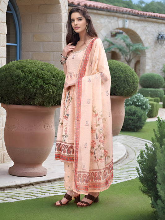 Charmie Charmie05b - Premium Printed Ready To Wear Salwar Suit (Off White)
