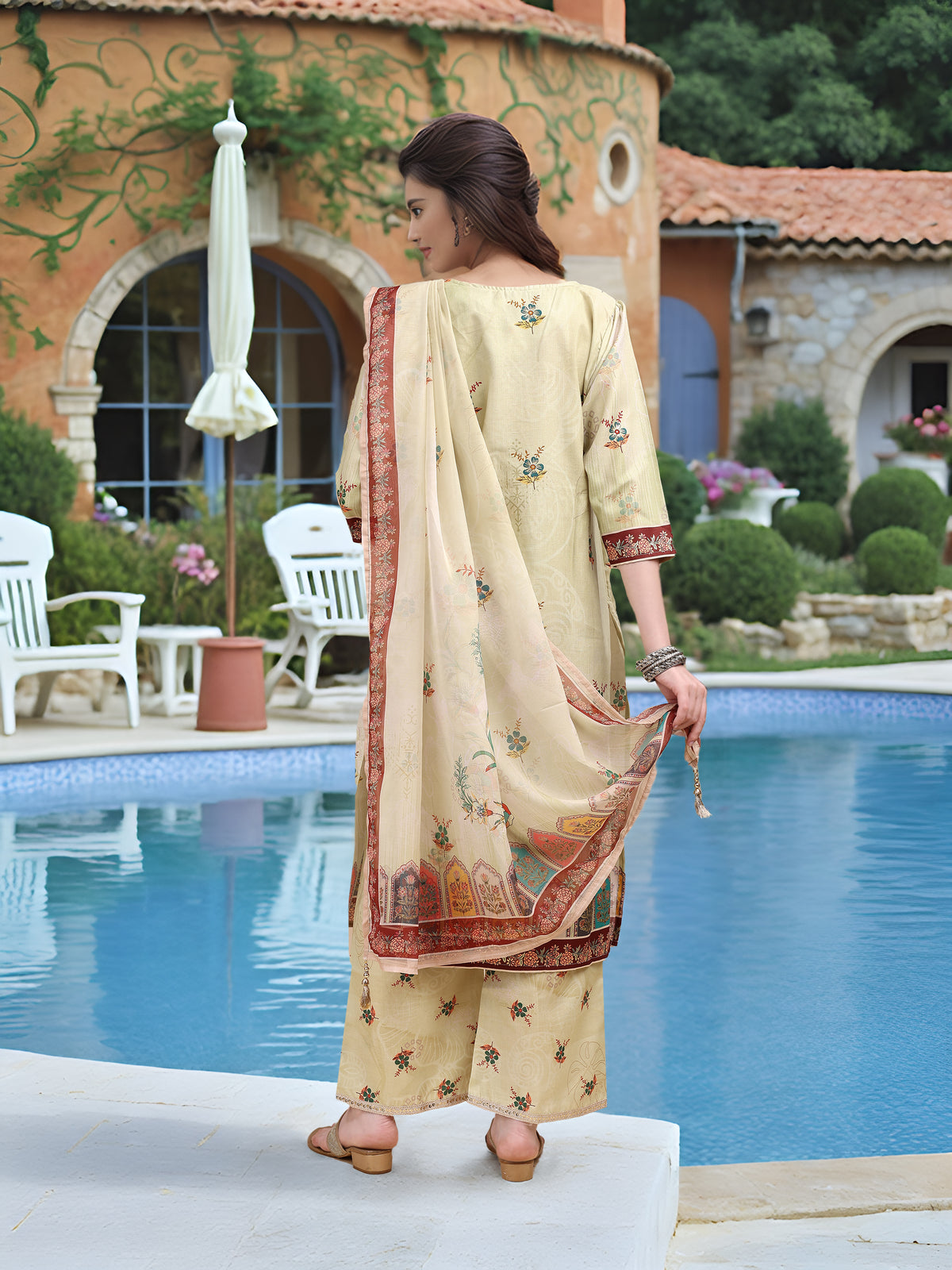Charmie Charmie06a - Premium Printed Ready To Wear Salwar Suit (Off White)
