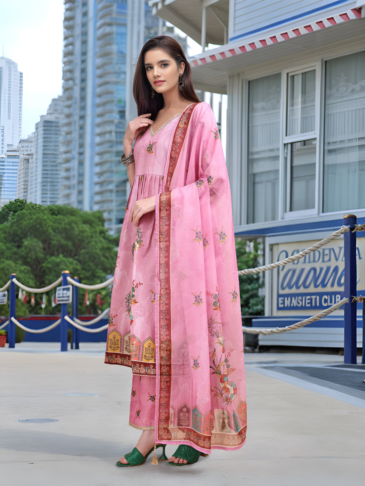 Charmie Charmie06b - Premium Printed Ready To Wear Salwar Suit (Pink)