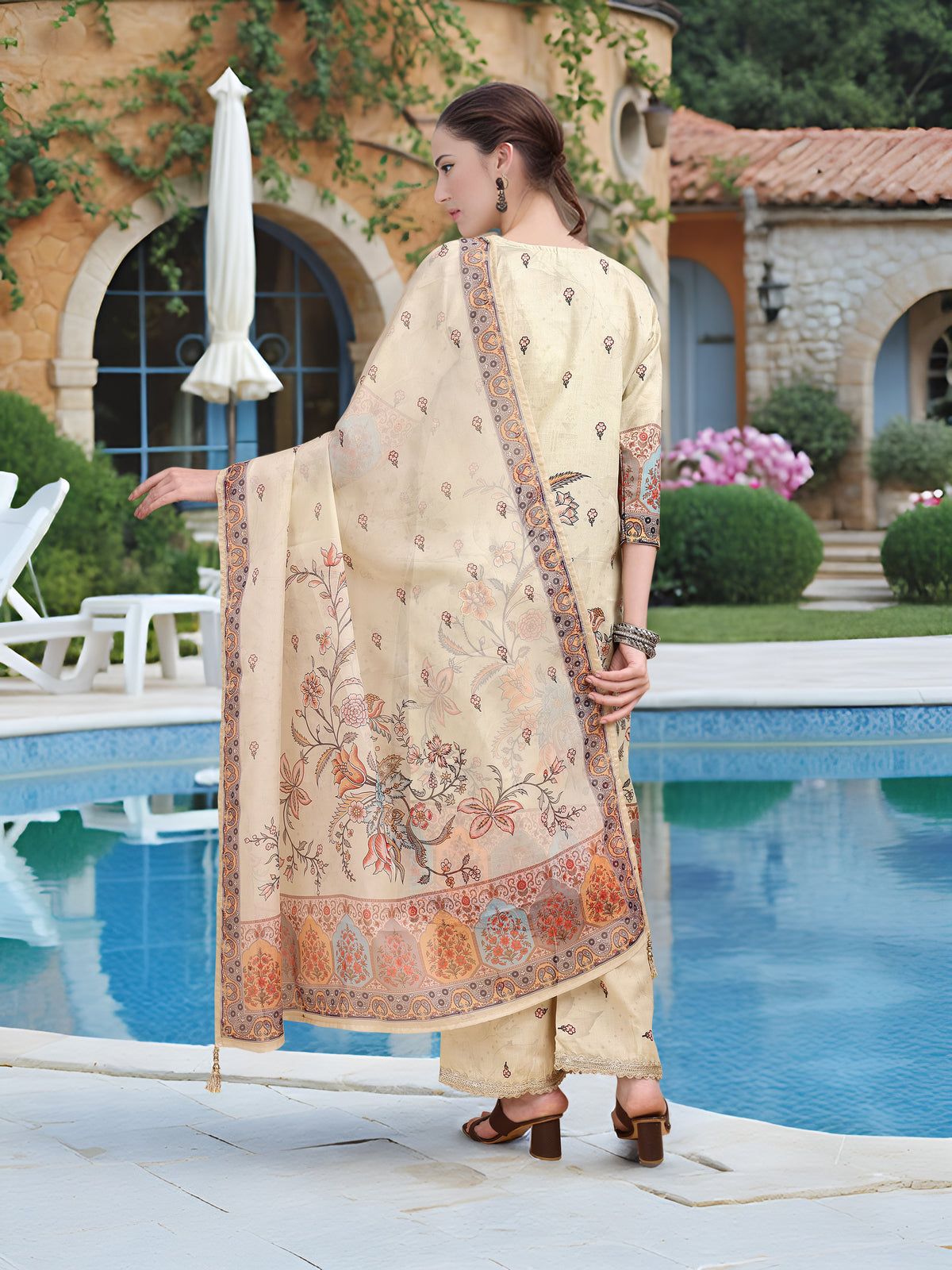 Charmie Charmie07a - Premium Printed Ready To Wear Salwar Suit (Off White)