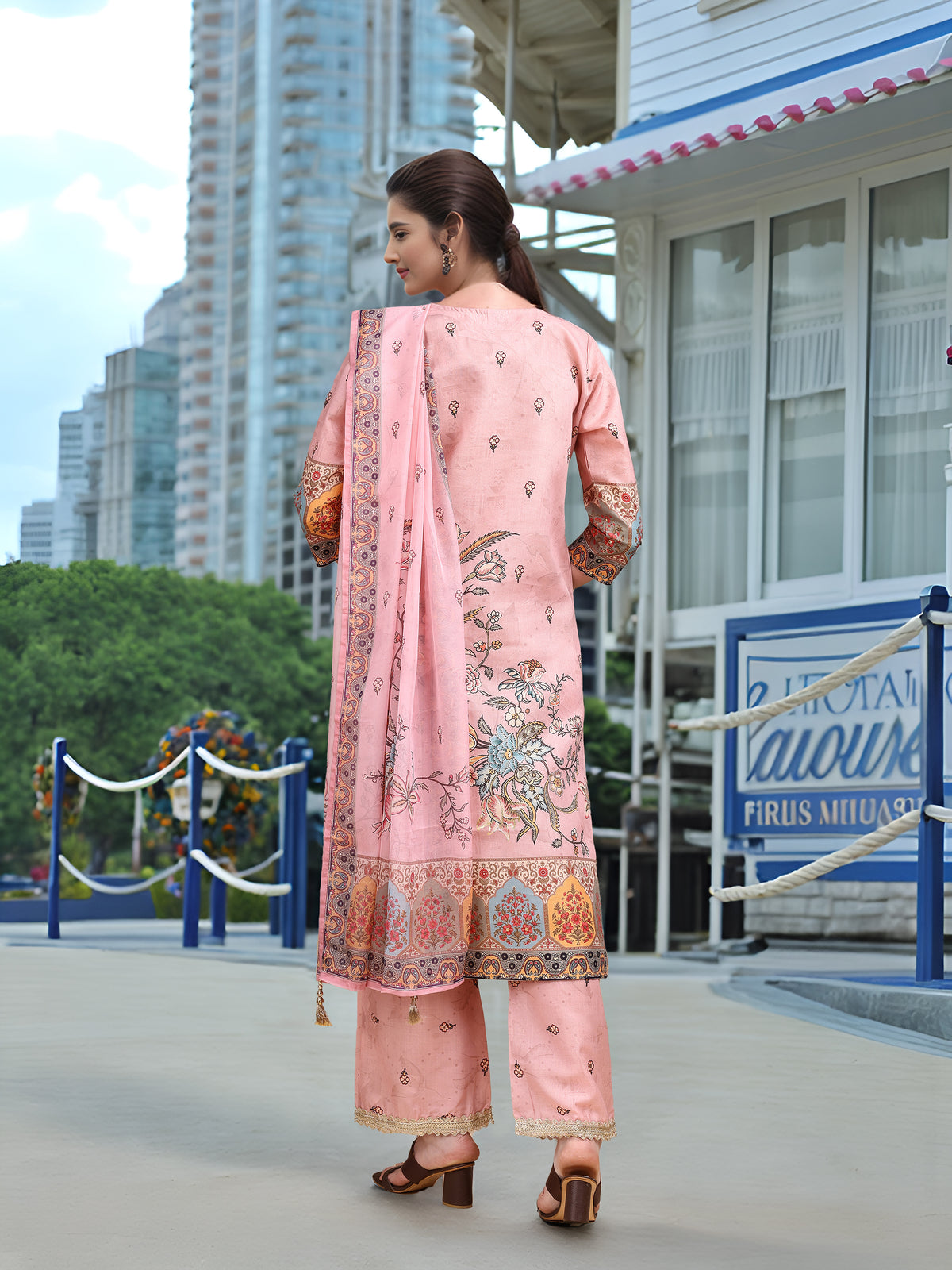 Charmie Charmie07b - Premium Printed Ready To Wear Salwar Suit (Pink)