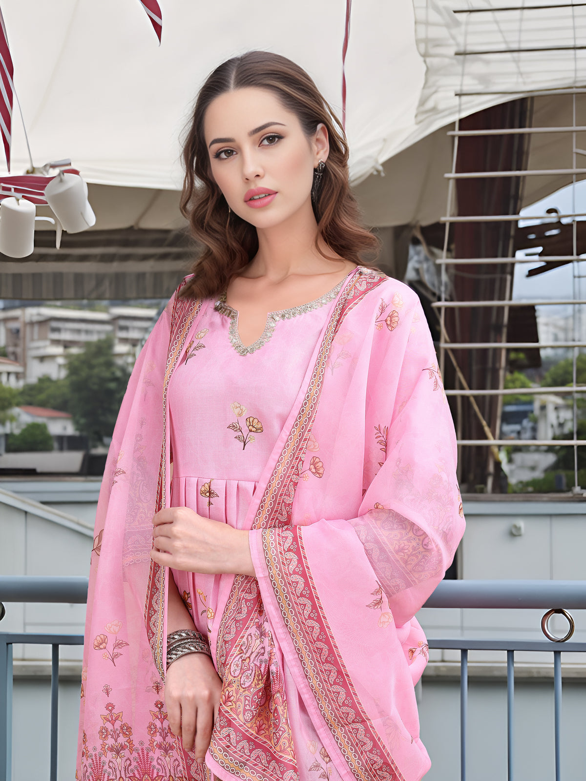 Charmie Charmie08a - Premium Printed Ready To Wear Salwar Suit (Pink)