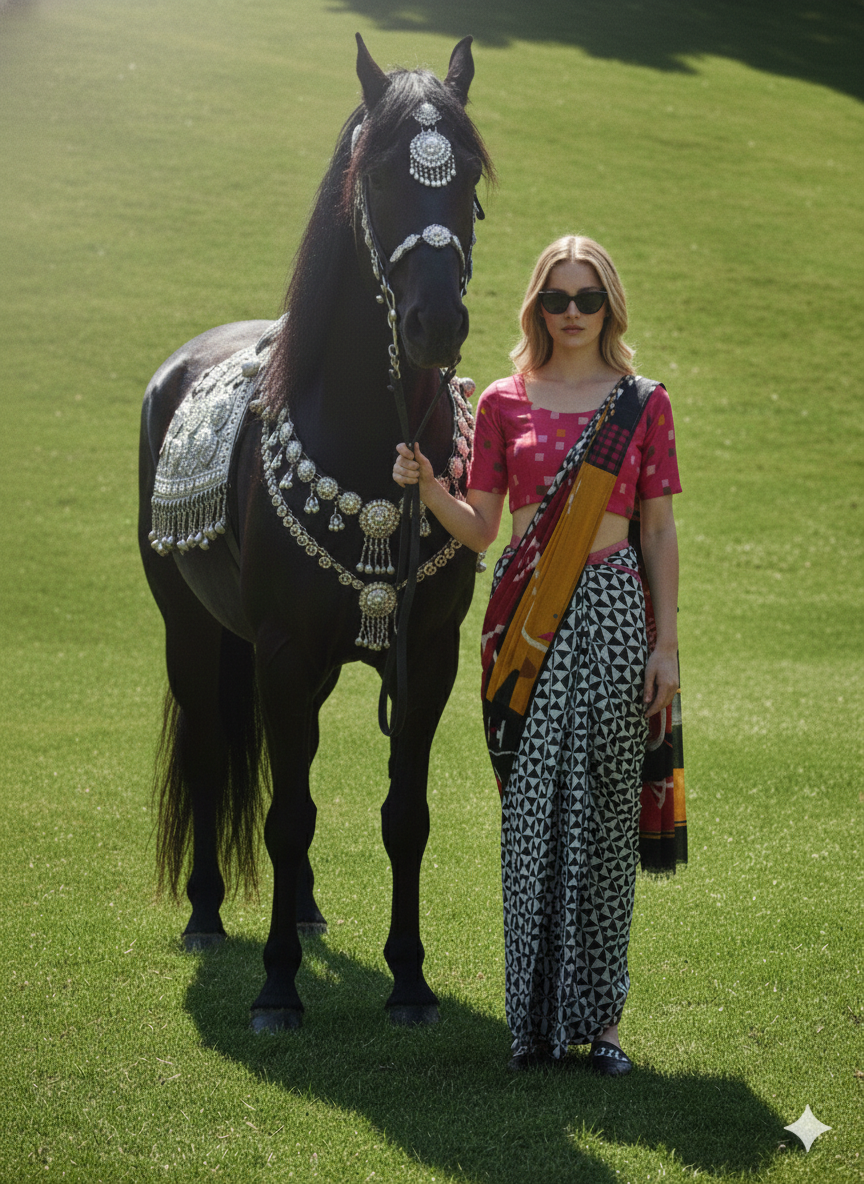 3ISO-02 - Rtw Saree, Stitched Blouse With Scarf (Pink) - View 3