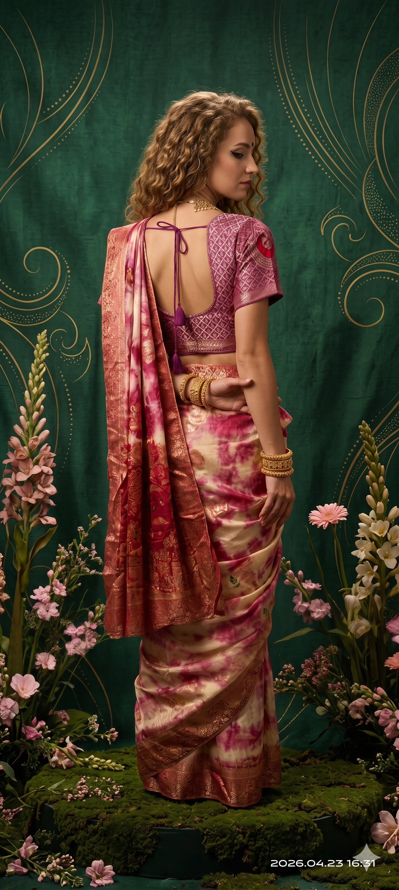 2D HISO 3501 - Ready To Wear Viscose Jacquard Saree Silk Saree And Ready To Wear Blouse With Cup (Wine) - View 3