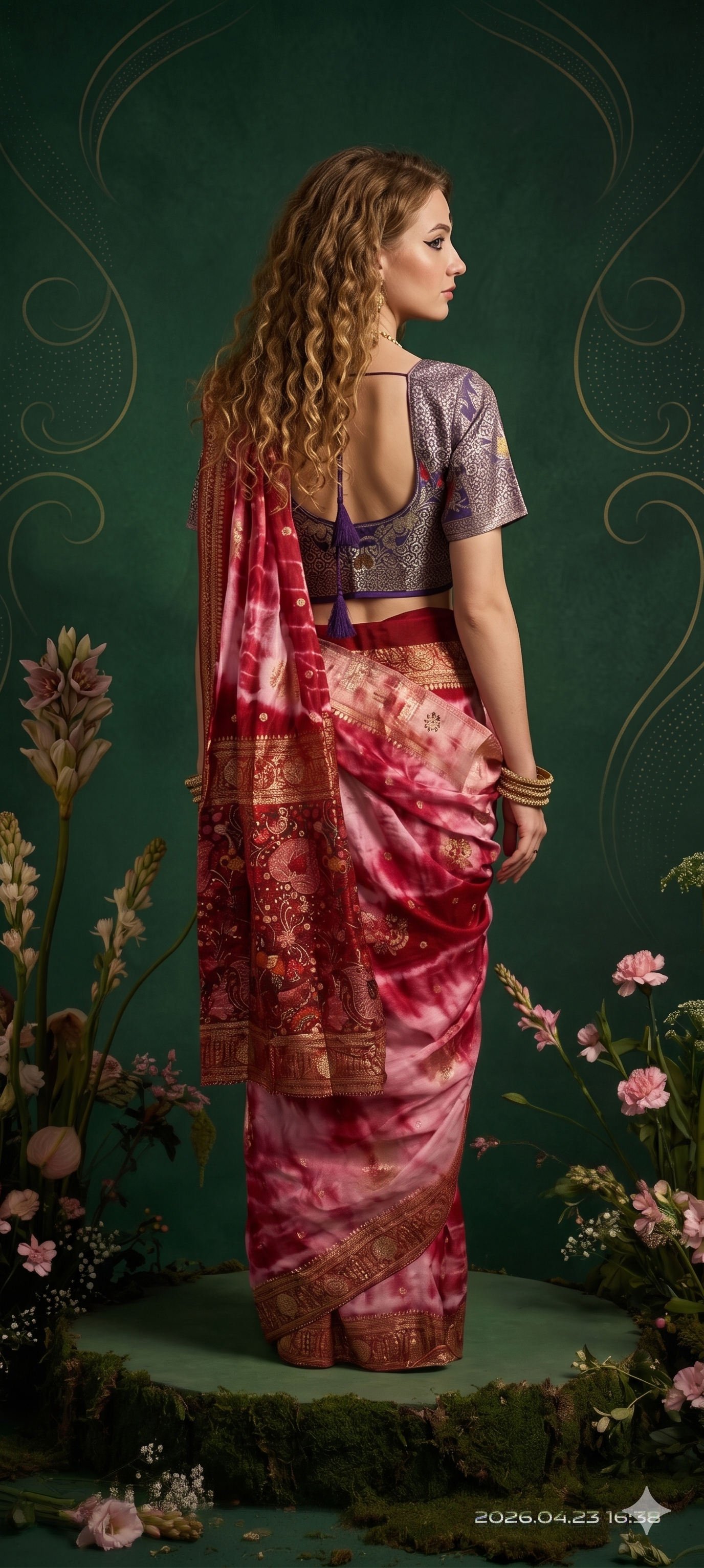 2D HISO 3502 - Ready To Wear Viscose Jacquard Saree Silk Saree And Ready To Wear Blouse With Cup (Wine) - View 3