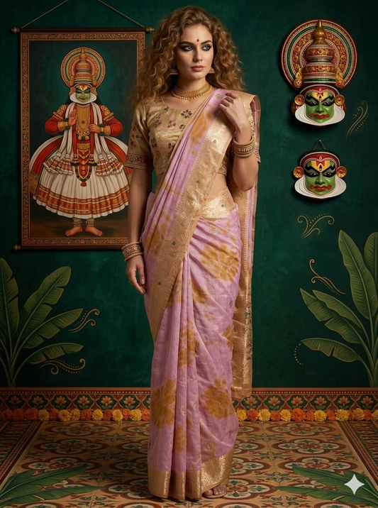 MINAXI 3701 - Viscose Jacquard Silk Saree With RTW Blouse (Pink) - View 2