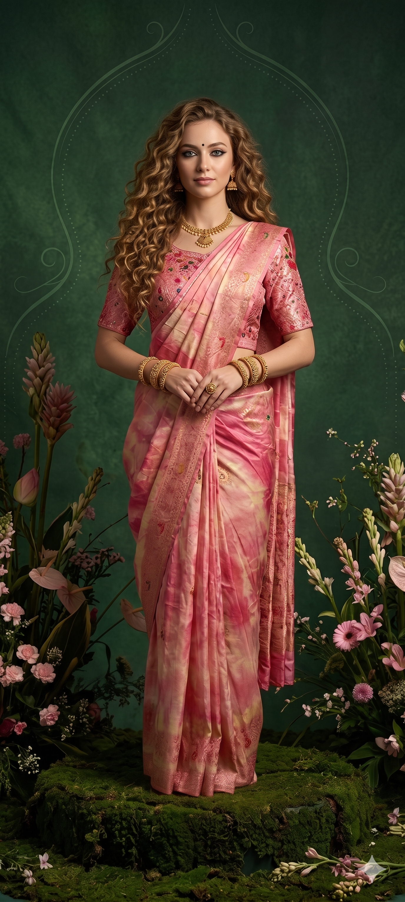 2D HISO 3503 - Ready To Wear Viscose Jacquard Saree Silk Saree And Ready To Wear Blouse With Cup (Pink) - View 1