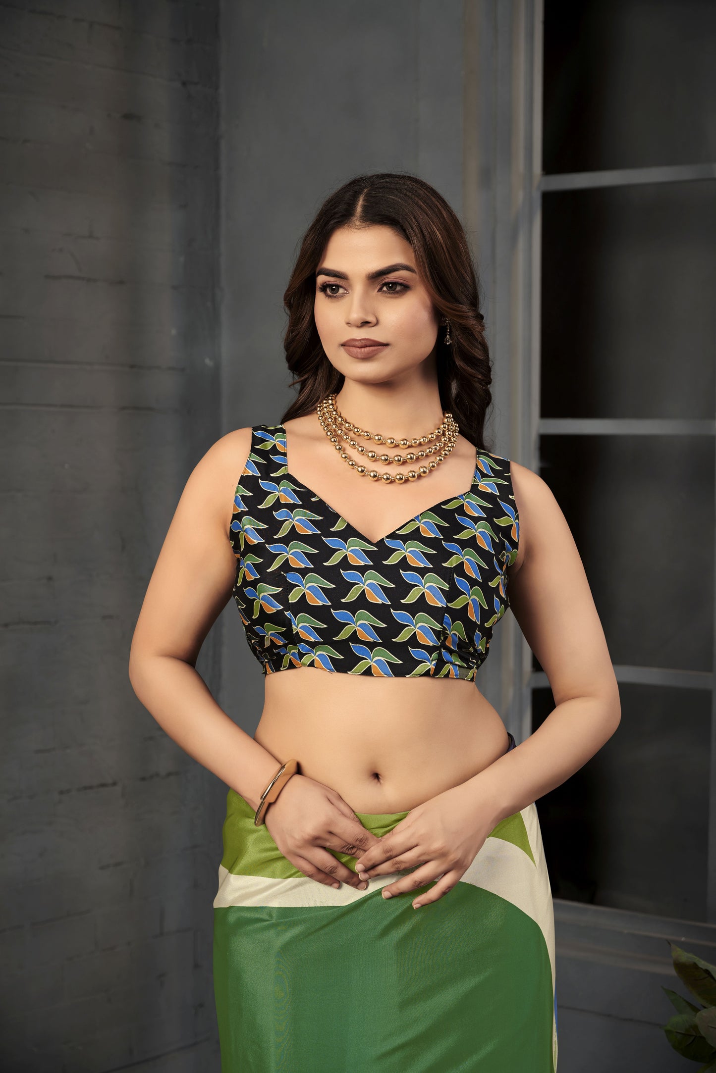 RTWSERENE 808 - Premium Digital Print Rtw Saree, Stitched Blouse With Scarf Crepe Silk Saree (Multicolor) - View 3
