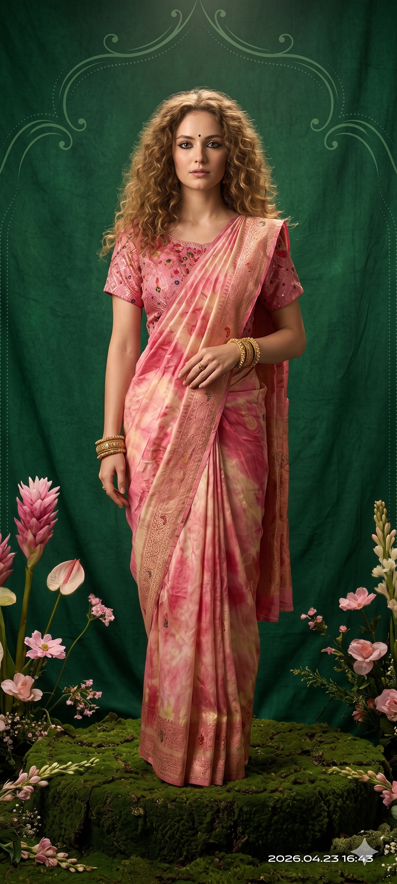 2D HISO 3503 - Ready To Wear Viscose Jacquard Saree Silk Saree And Ready To Wear Blouse With Cup (Pink) - View 2