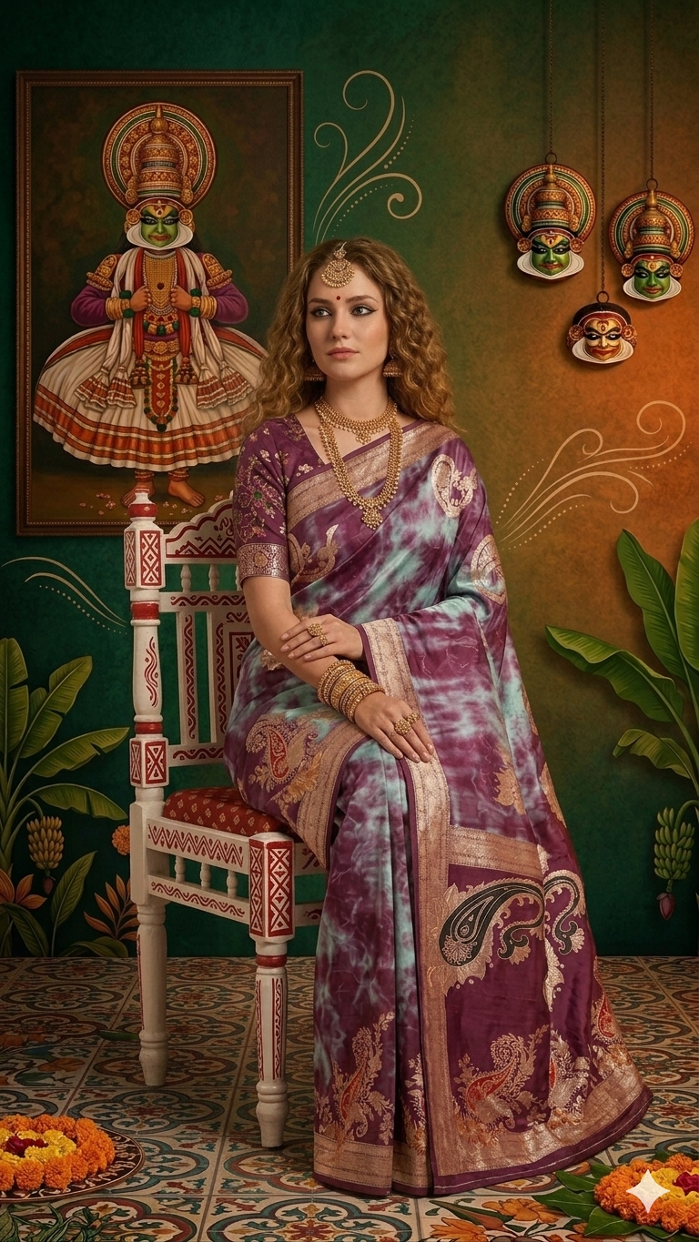 MINAXI 3707 - Viscose Jacquard Silk Saree With RTW Blouse (Wine) - View 3