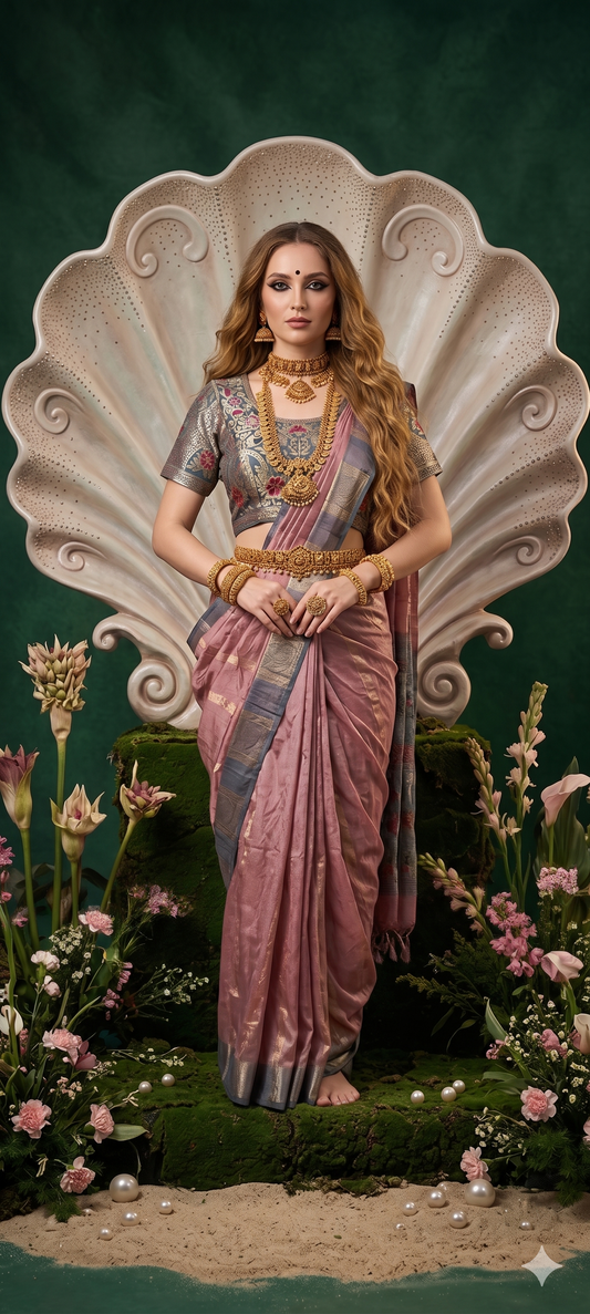 SILKALA 3606 - Ready To Wear Viscose Jacquard Saree Silk Saree And Ready To Wear Blouse With Cup (Pink) - View 1