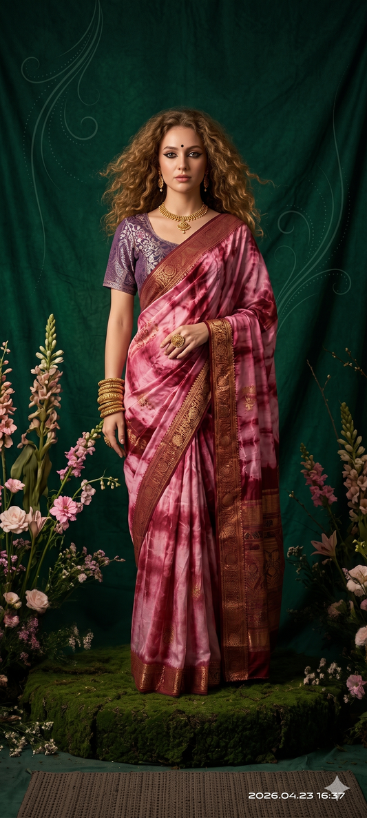 2D HISO 3502 - Ready To Wear Viscose Jacquard Saree Silk Saree And Ready To Wear Blouse With Cup (Wine) - View 2