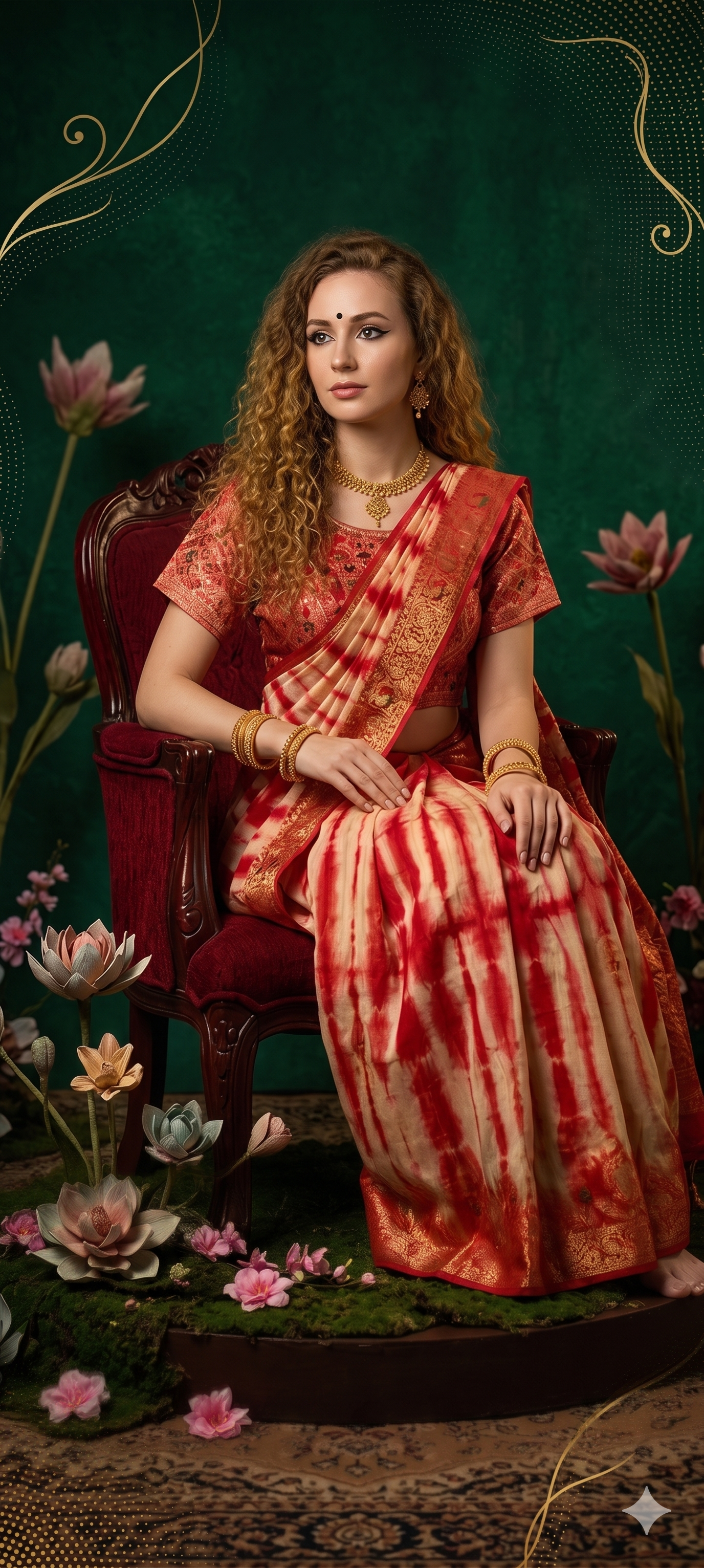 2D HISO 3505 - Ready To Wear Viscose Jacquard Saree Silk Saree And Ready To Wear Blouse With Cup (Red) - View 4