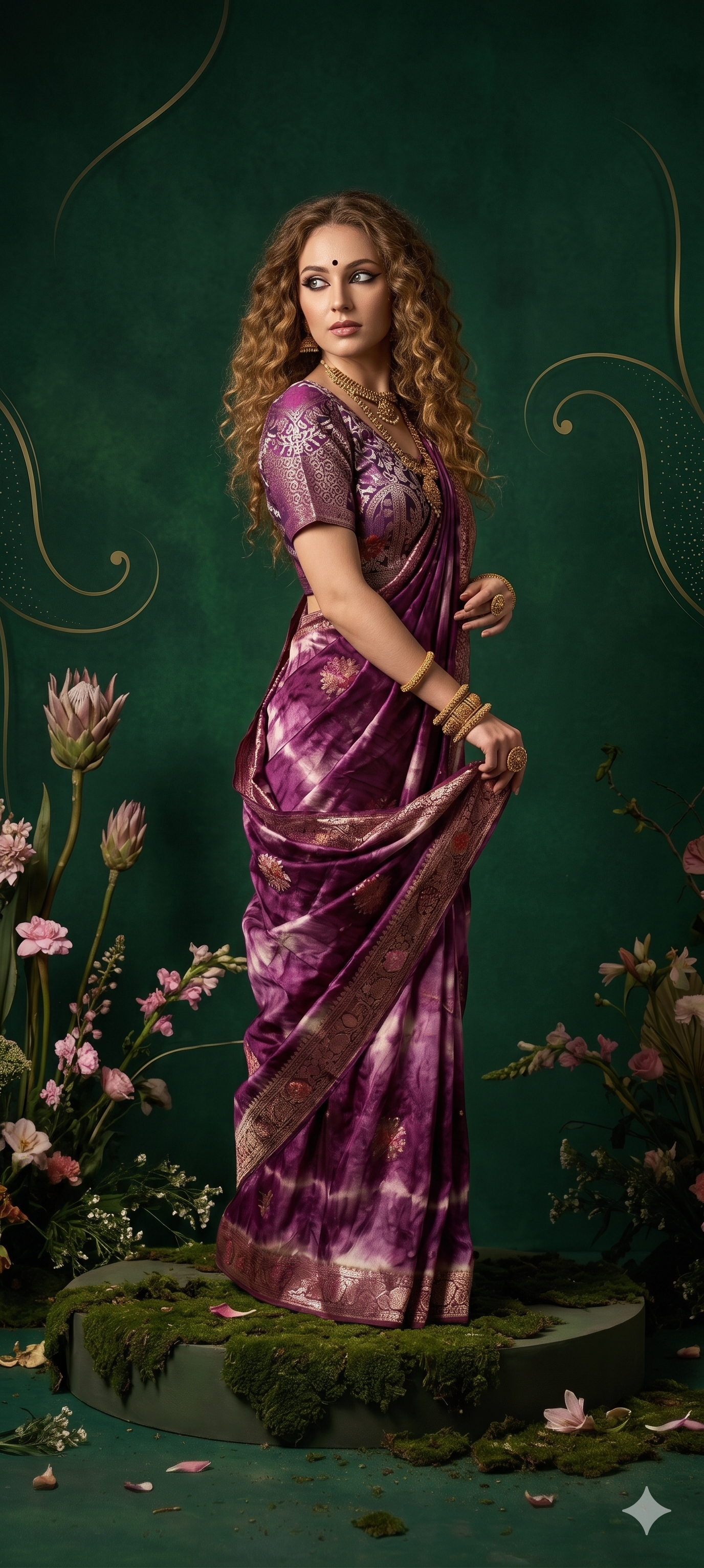 2D HISO 3504 - Ready To Wear Viscose Jacquard Saree Silk Saree And Ready To Wear Blouse With Cup (Purple) - View 2