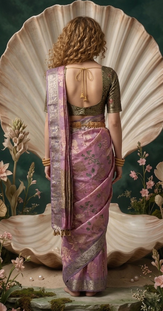 SILKALA 3602 - Ready To Wear Viscose Jacquard Saree Silk Saree And Ready To Wear Blouse With Cup (Pink) - View 3