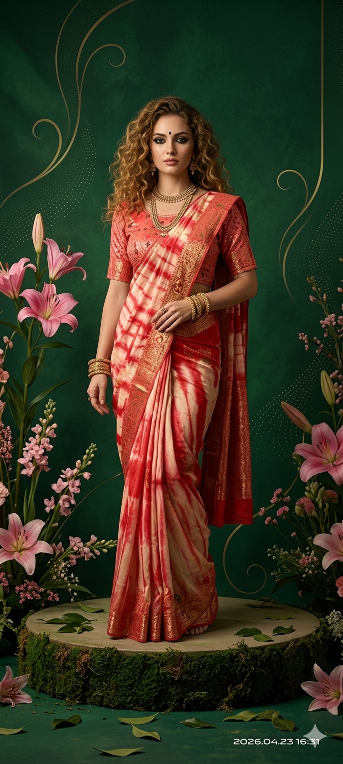 2D HISO 3505 - Ready To Wear Viscose Jacquard Saree Silk Saree And Ready To Wear Blouse With Cup (Red) - View 2