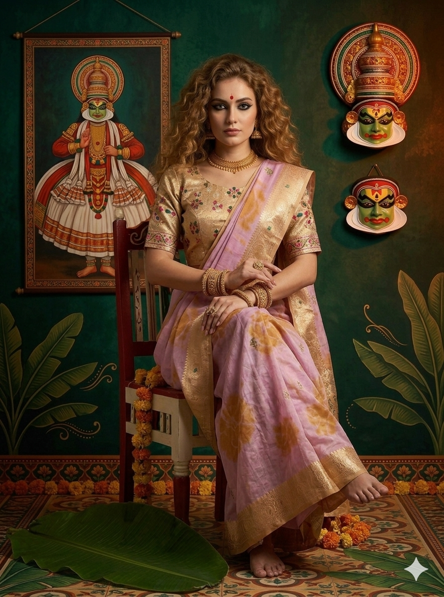 MINAXI 3701 - Viscose Jacquard Silk Saree With RTW Blouse (Pink) - View 3